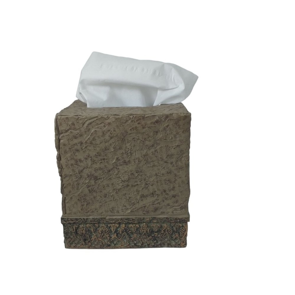 Tissue Box Cover Crosscill Florentine Stone Slate 6" x 5.5"